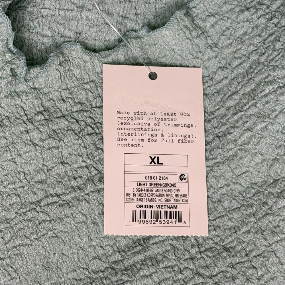 A New Day Womens Top Light Green Textured Mock Neck Short Sleeve XL New - Picture 5 of 8